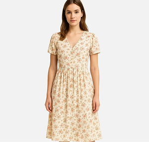 Blush Pink Floral Puff Dress