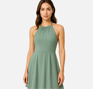 Ribbed Halter-Neck Cutout Top