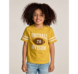 Boys Applique Football Varsity Top - Collegiate Club - yellow