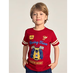 Boys Applique Racecar Varsity Top - Collegiate Club - red