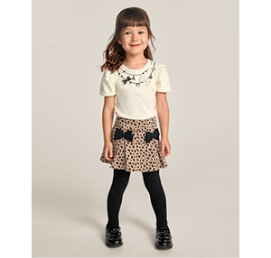 Girls Leopard Bow Ponte Skort - The Leopard Edit - tan